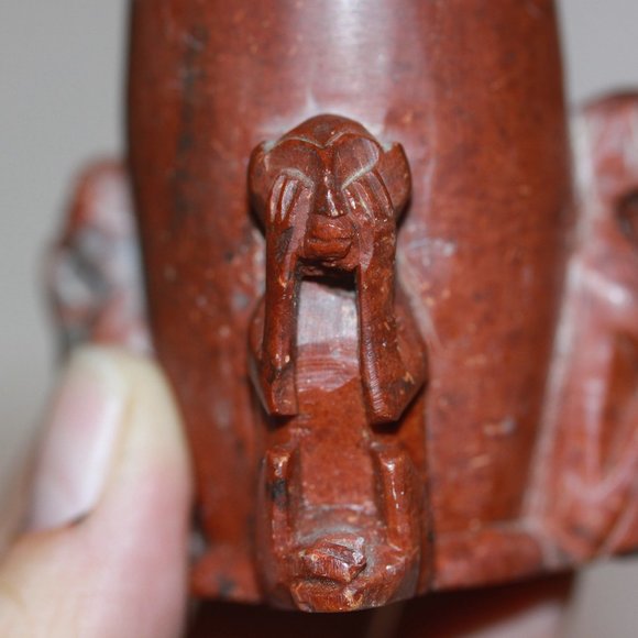 Soapstone Vintage 3 Three Wise Monkeys Hear, Speak See No Evil Toothpick Holder - Picture 2 of 3